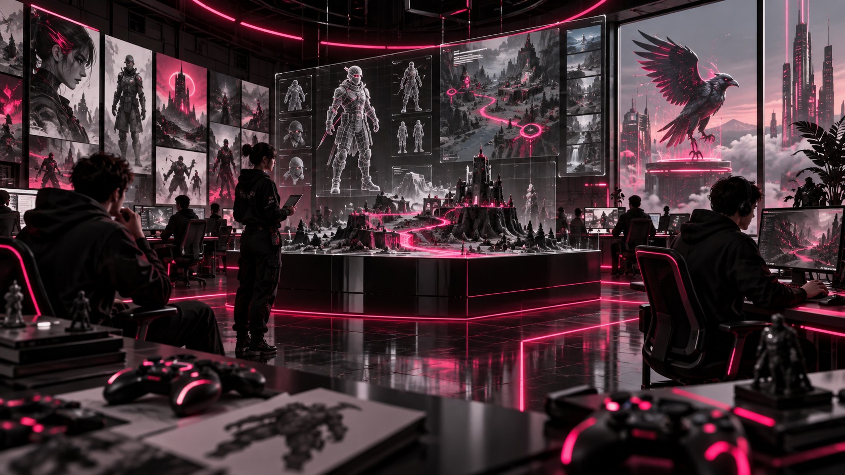 RAAF studio workspace with game development screens